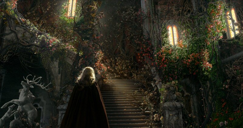 Person in Cloak on Stairs