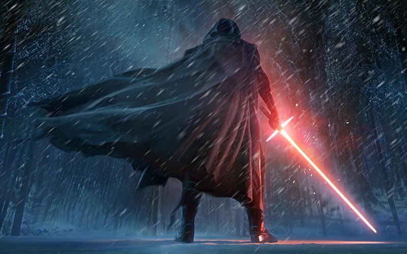 Person in Cloak with Lightsaber