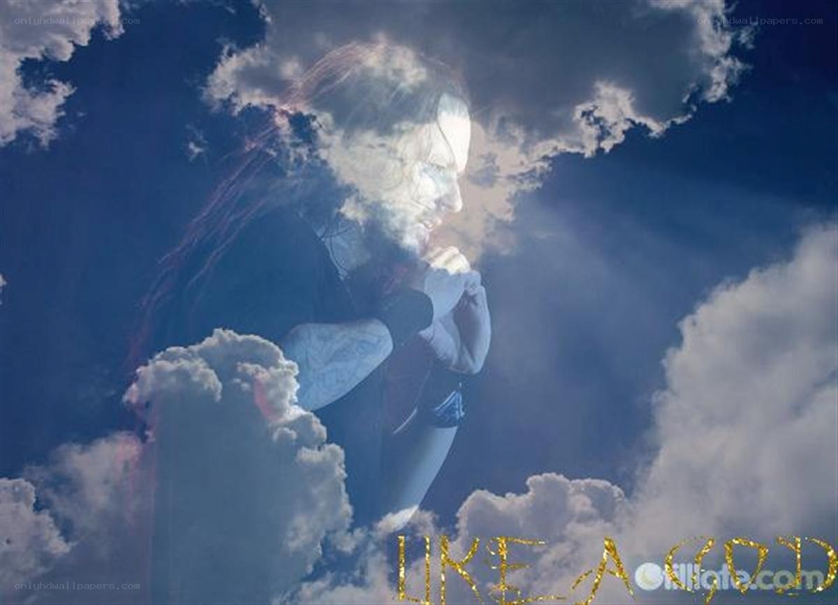 person in clouds like a god