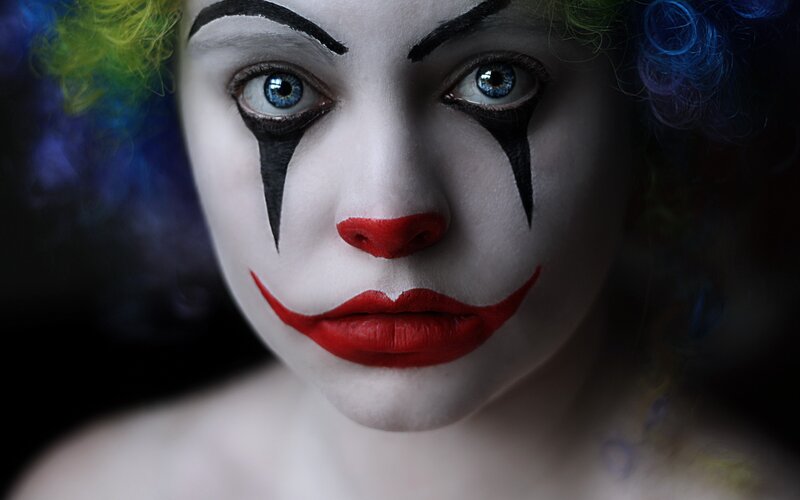 Person in Clown Makeup — White, Dramatic