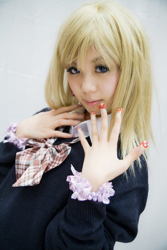 Person in Cosplay — Black, Neutral, Photograph, Blonde Wig