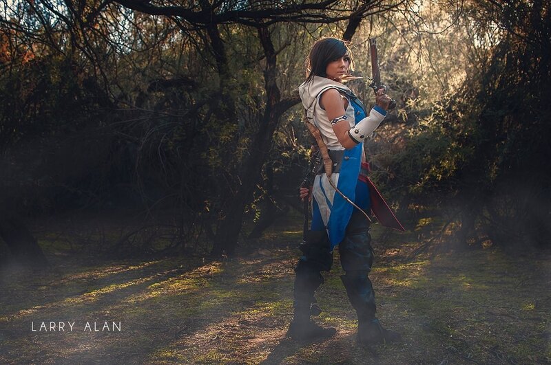 Person in Cosplay Costume — Blue, Dramatic, Afternoon