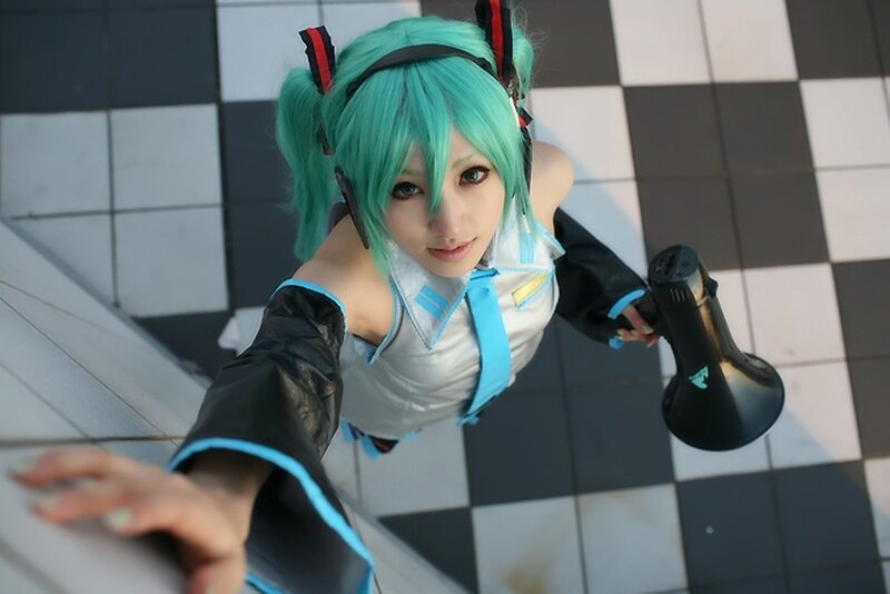 Person in Cosplay Costume — Cyan