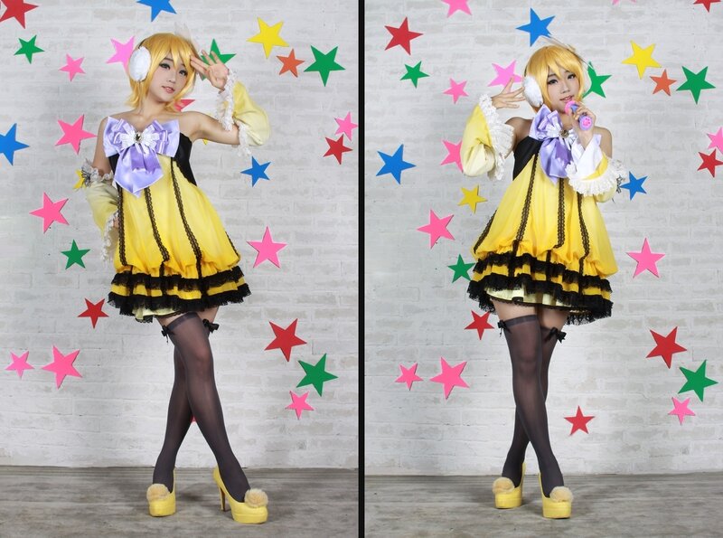 Person in Cosplay Costume — Yellow, Playful, Photograph