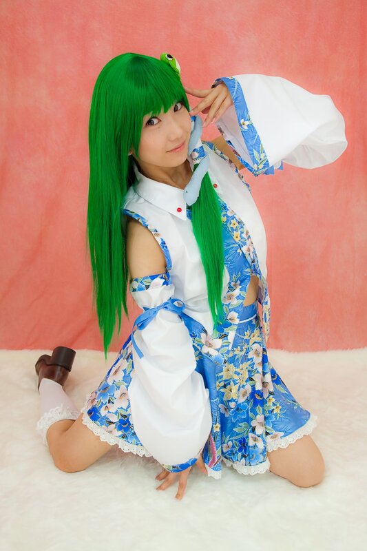 Person in Cosplay — Green, Playful, Photograph, Green Wig, Costume