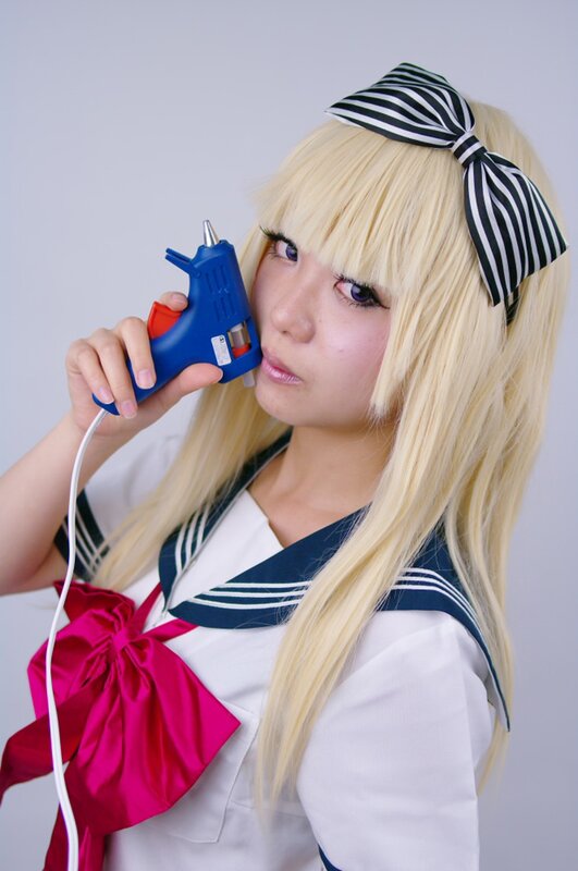 Person in Cosplay — White, Neutral, Photograph, Blonde Wig