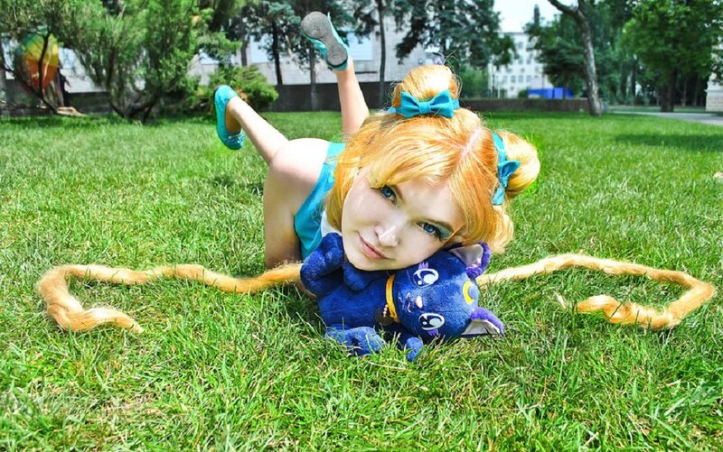 Person in Costume on Grass — Green, Playful, Afternoon