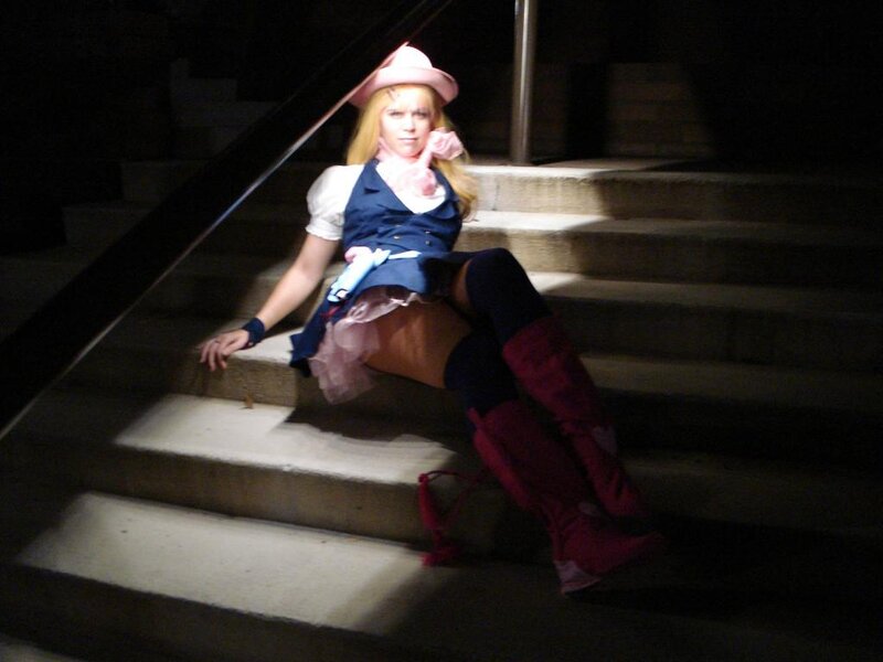 Person in Costume on Stairs
