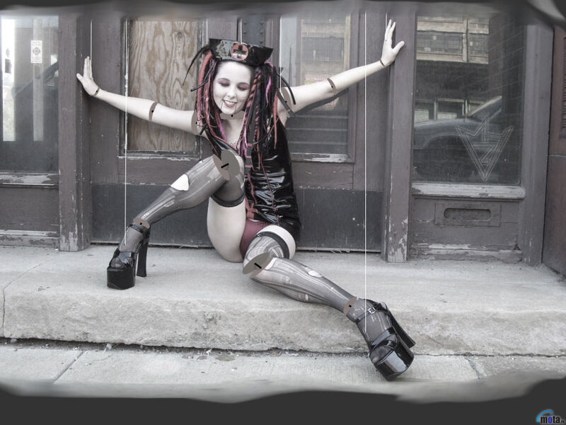person in costume on step