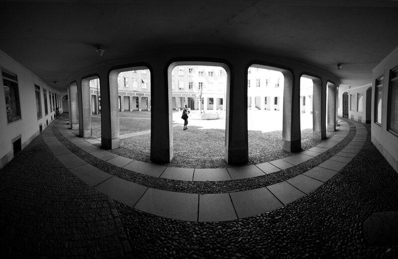 Person in Courtyard