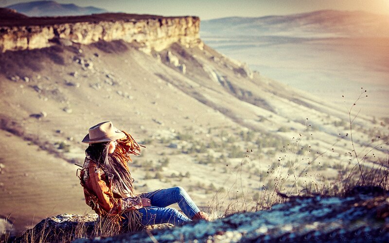 Person in Cowboy Hat — Brown