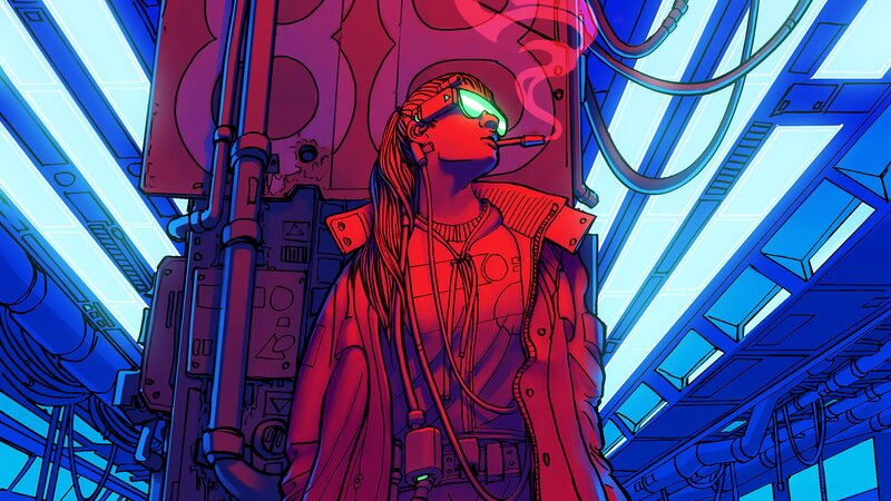 Person in Cyberpunk Outfit — Red
