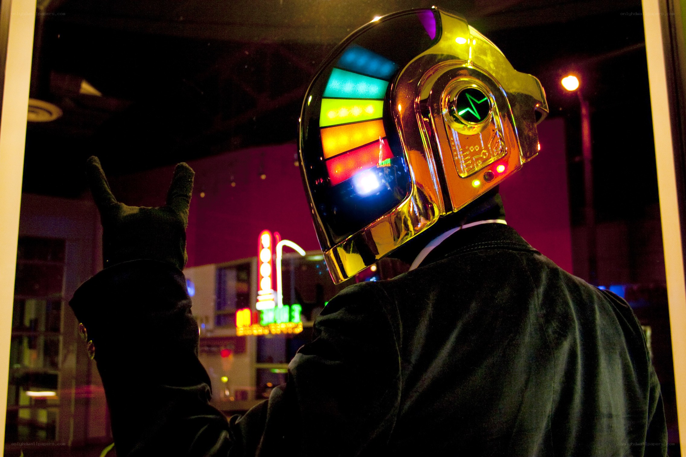 person in daft punk helmet