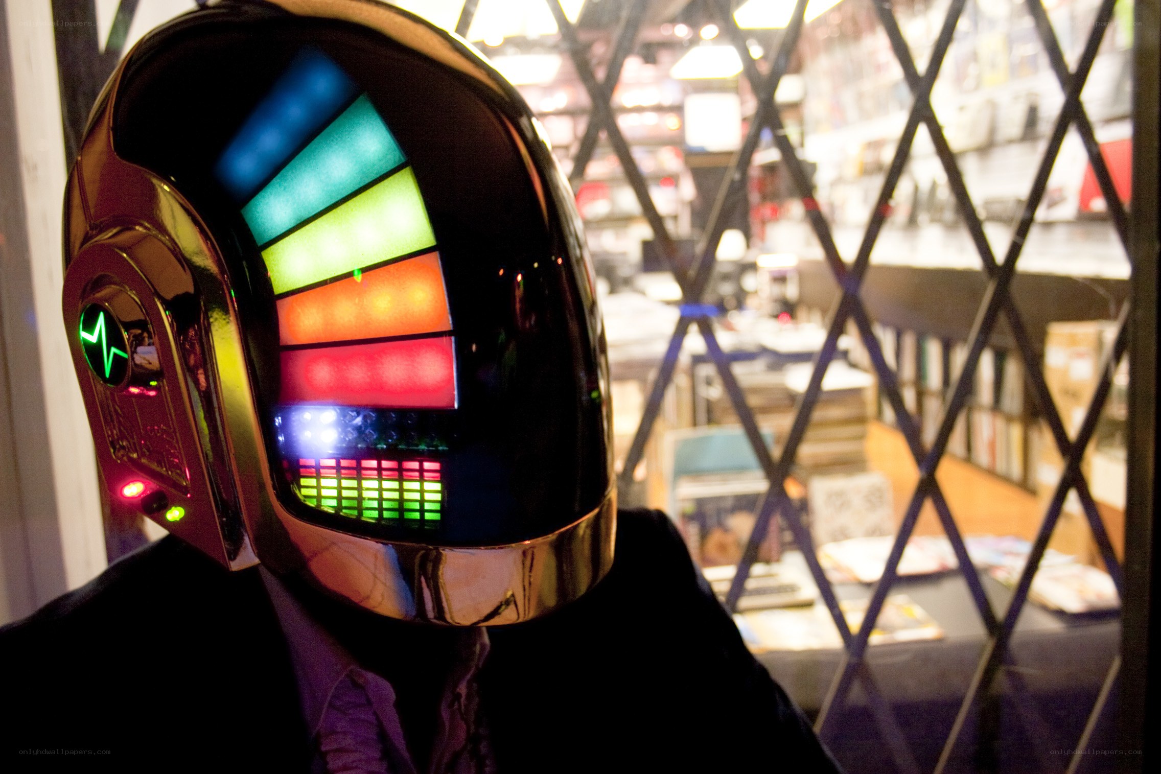 person in daft punk helmet