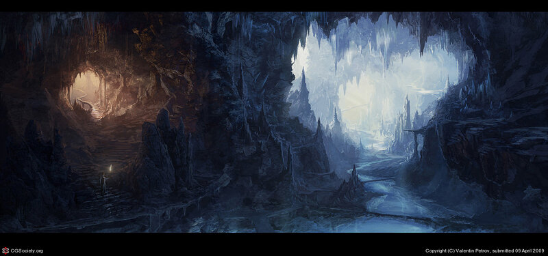 Person in Dark Cave — Blue