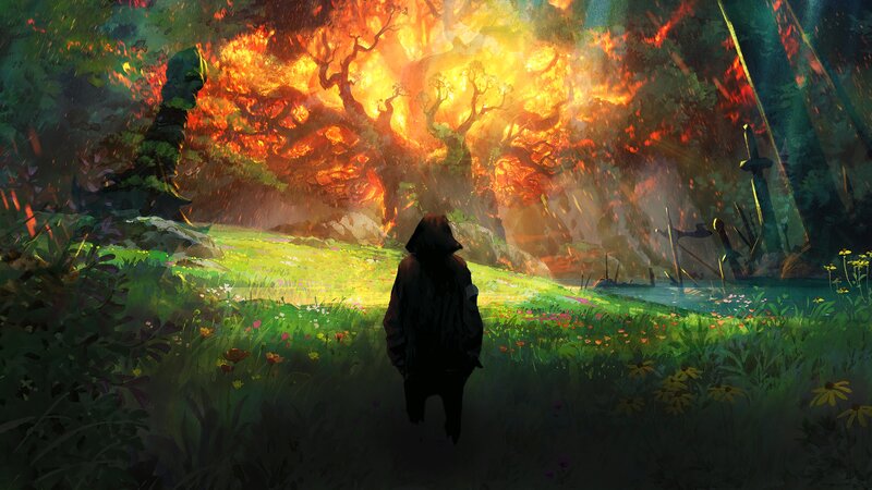 Person in Dark Cloak — Green
