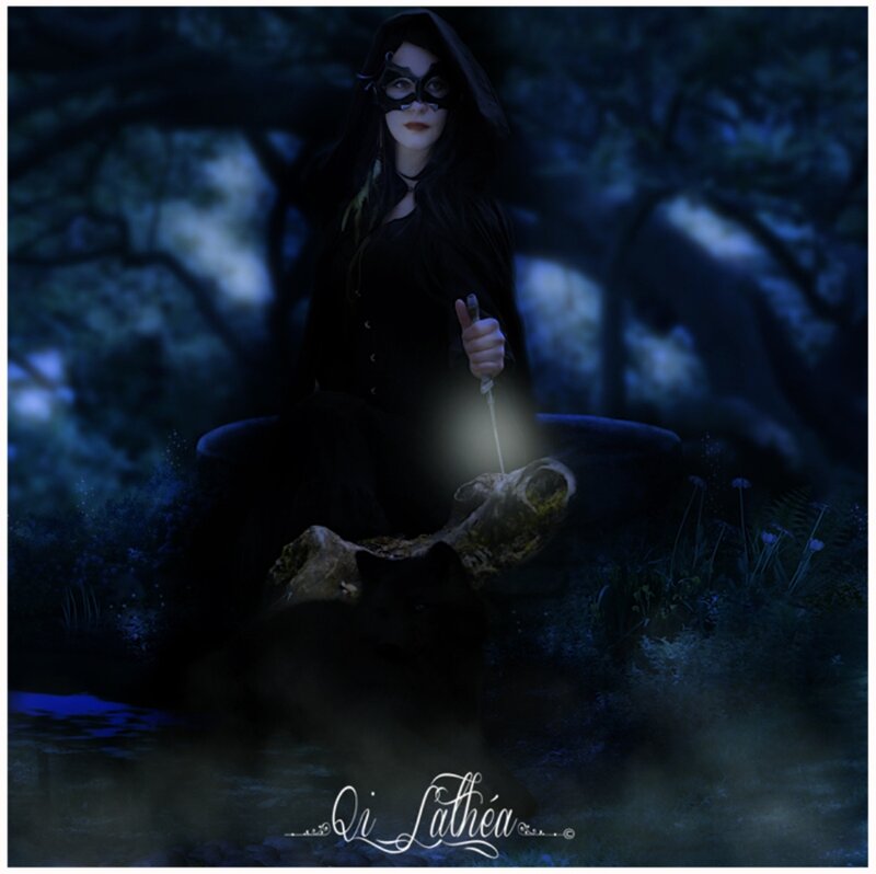 Person in Dark Forest — Black, Mysterious