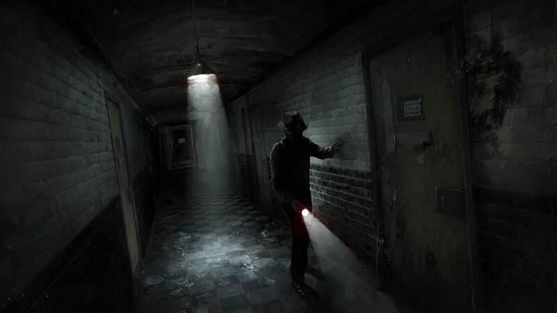 Person in Dark Hallway — Black, Night