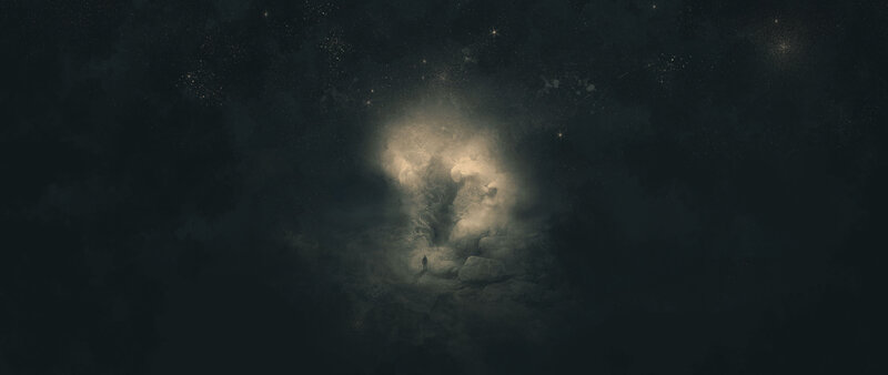 Person in Dark Landscape — Black