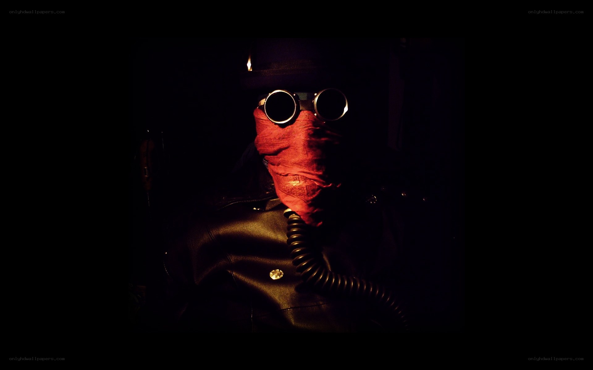person in dark mask and goggles