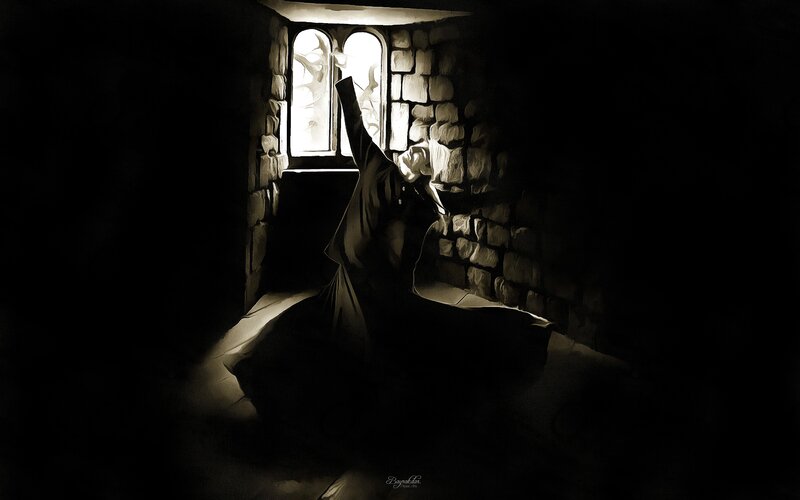 Person in Dark Robe — Black, Dramatic