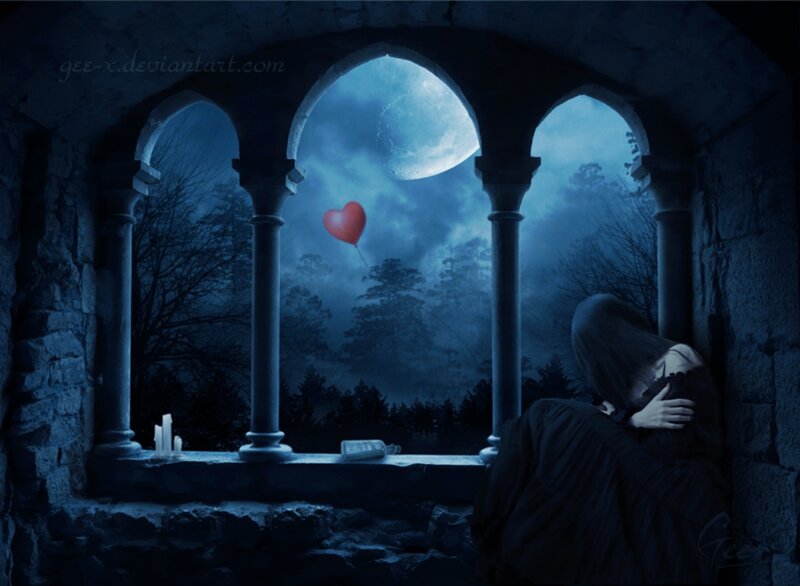 Person in Dark Robe — Blue, Melancholic