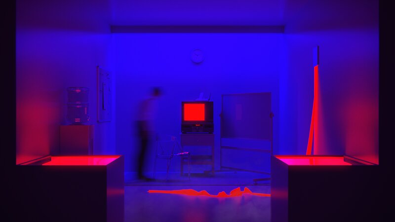 Person in Dark Room — Blue