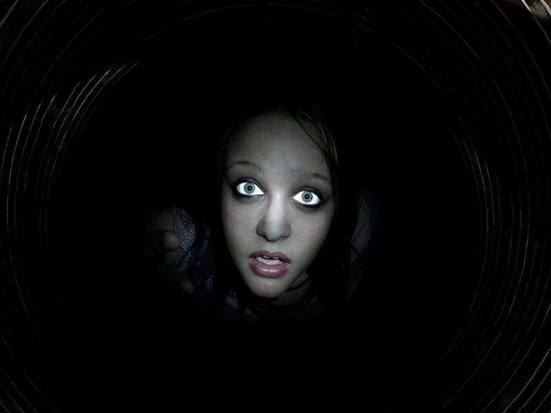 Person in Dark Tunnel — Black