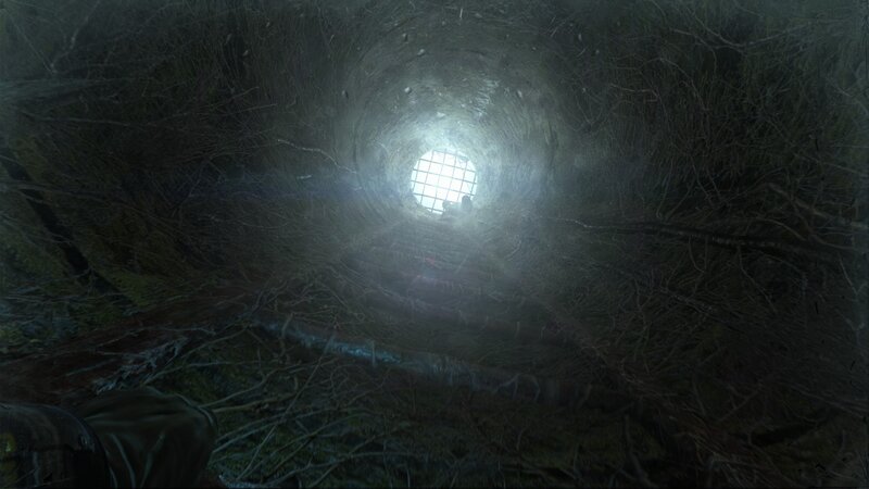 Person in Dark Tunnel — Green