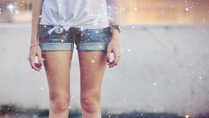 person in denim shorts