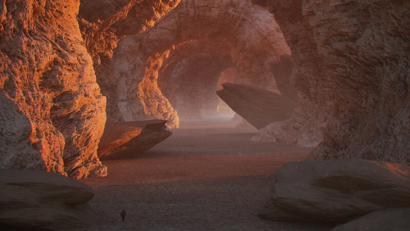 Person in Desert Canyon — Orange