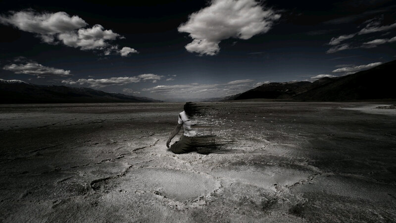 person in desert landscape