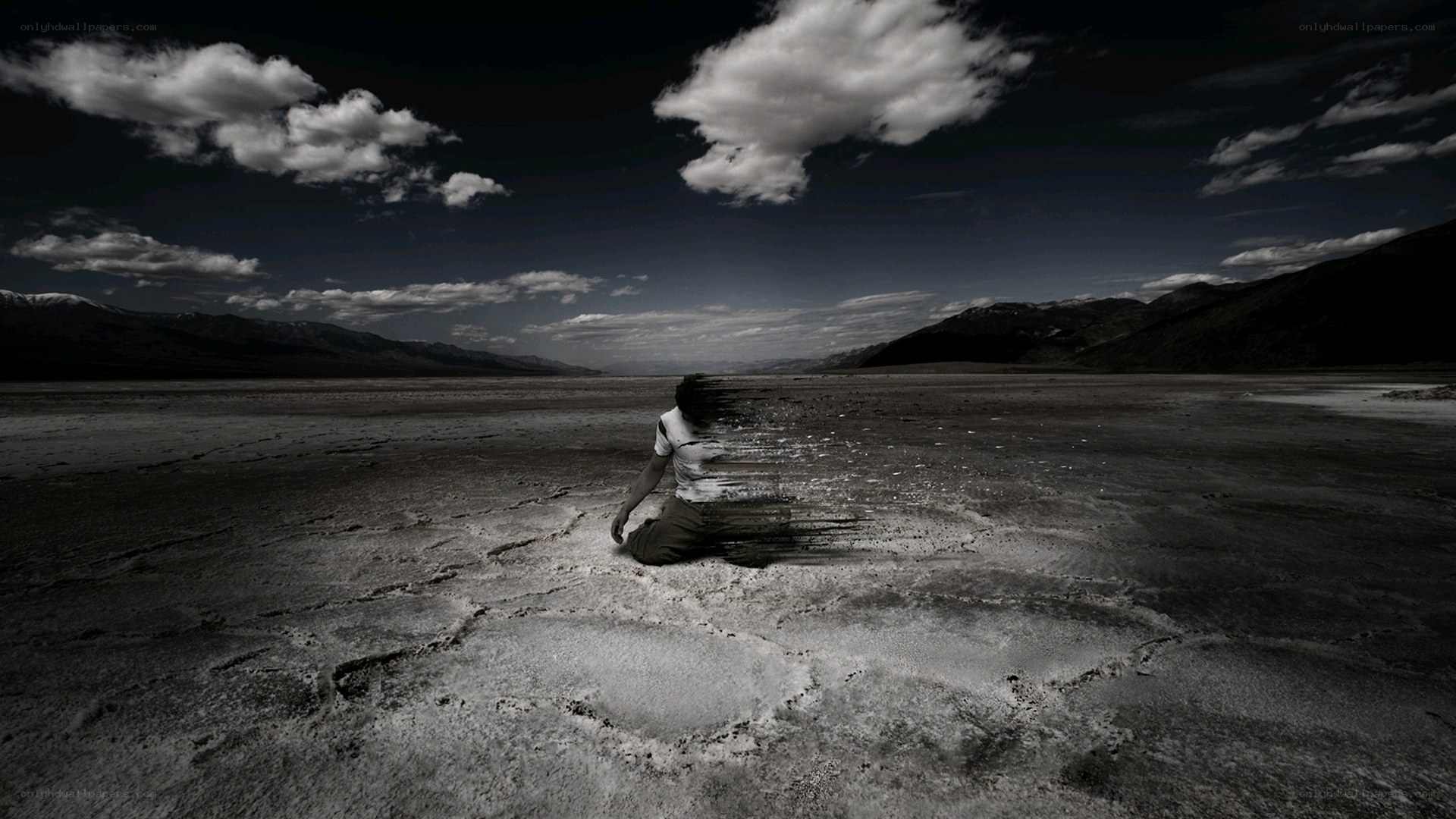person in desert landscape