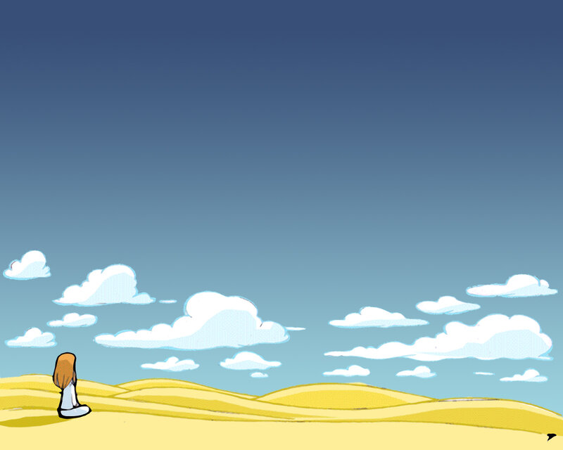person in desert landscape