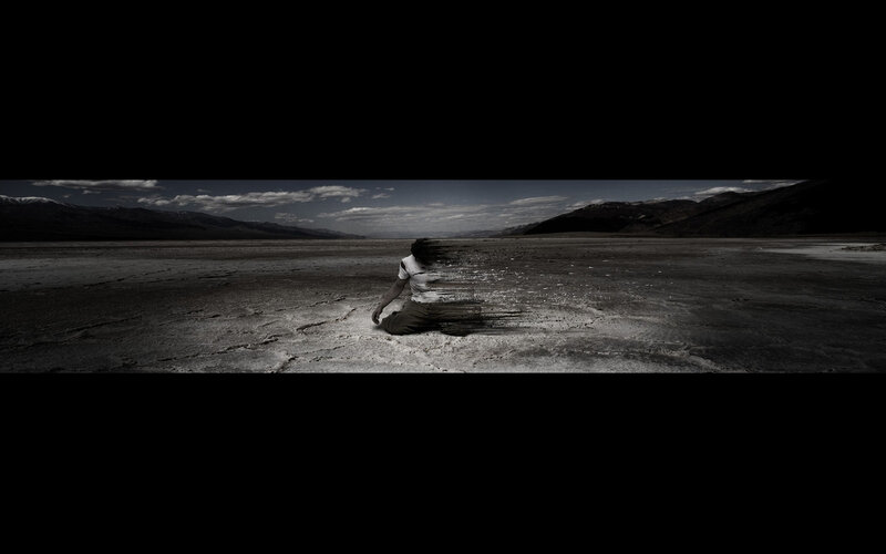 person in desert landscape