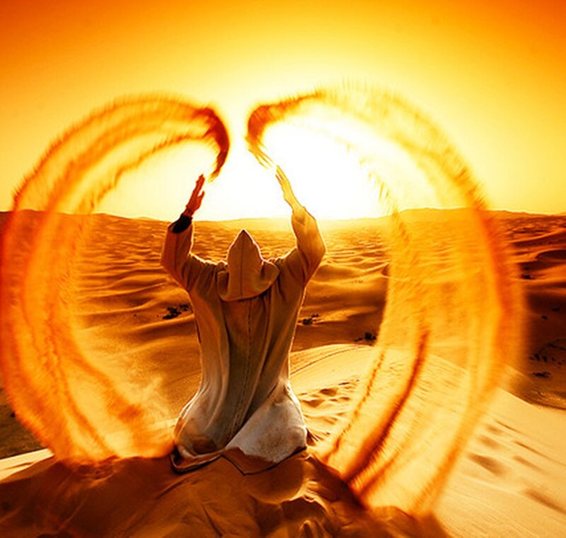 Person in Desert — Orange, Dramatic
