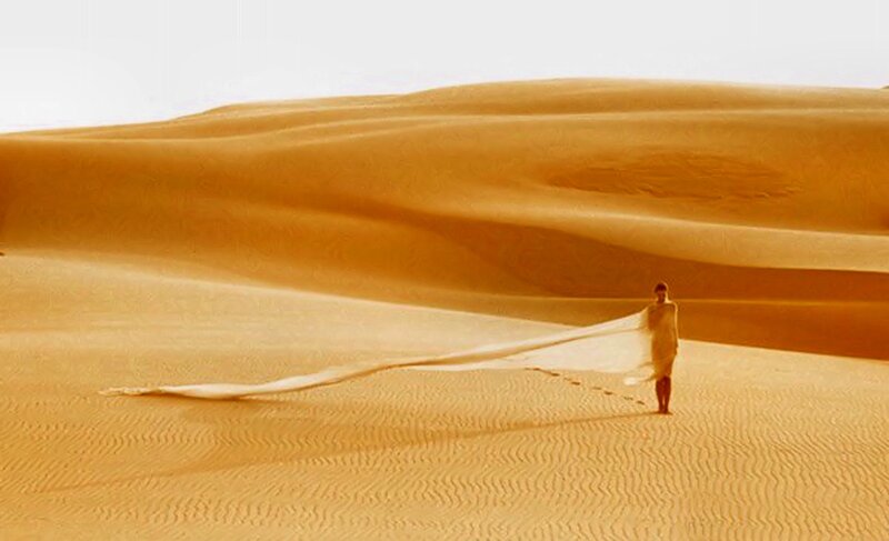 Person in Desert — Orange, Serene