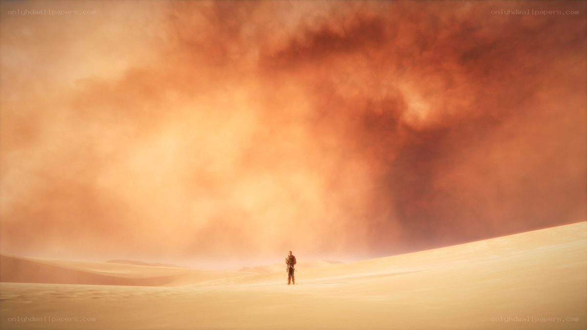 Person in desert storm