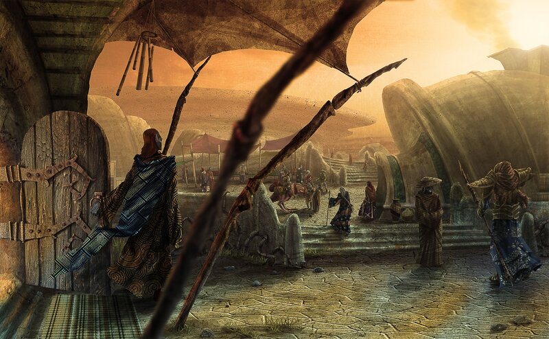 Person in Desert Village — Brown, Dramatic