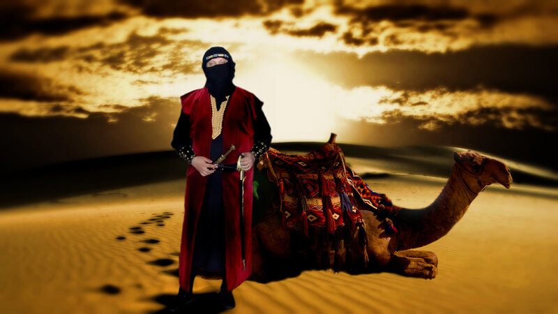 Person in Desert with Camel