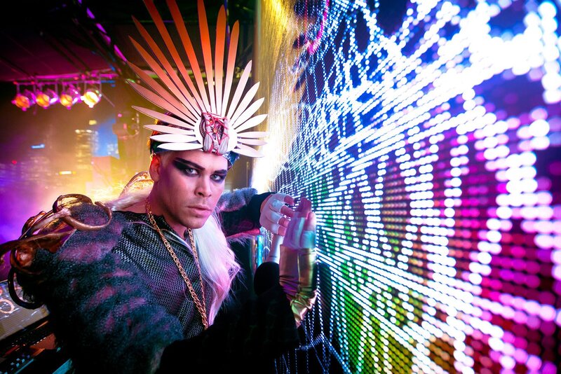 person in elaborate costume on stage