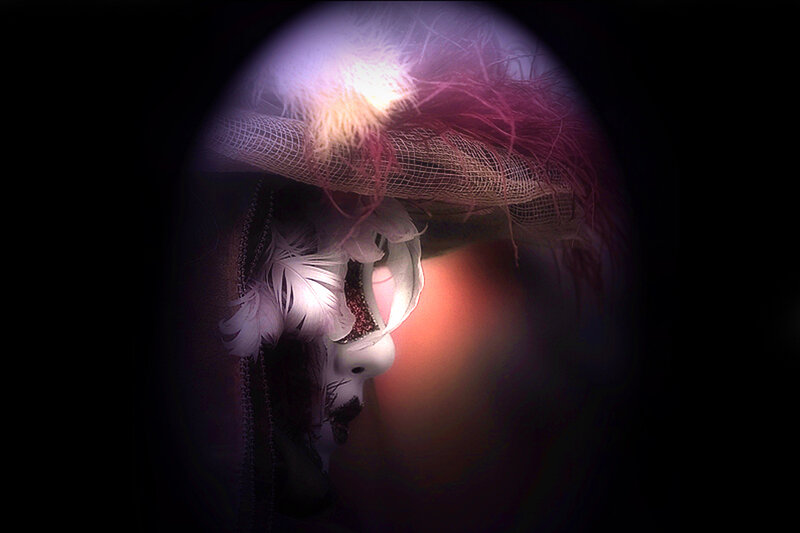 Person in Feathered Mask — Black