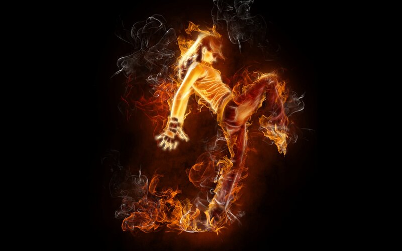 Person in Fire and Smoke