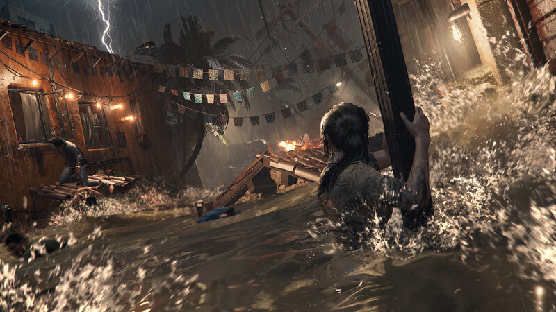 Person in Flood Water — Brown, Dramatic