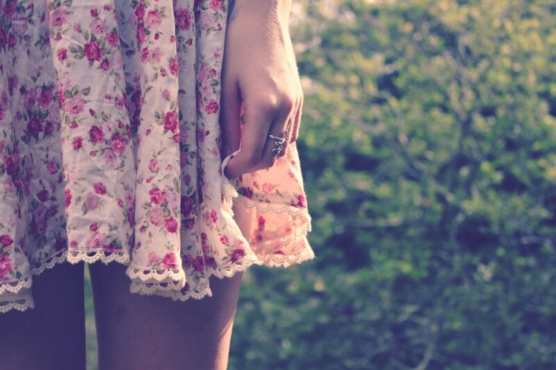 Person in Floral Dress — Pink, Serene