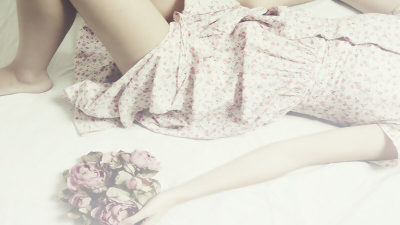 Person in Floral Dress — White