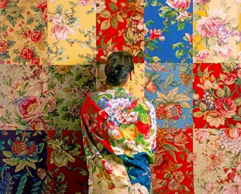 Person in Floral Kimono — Red