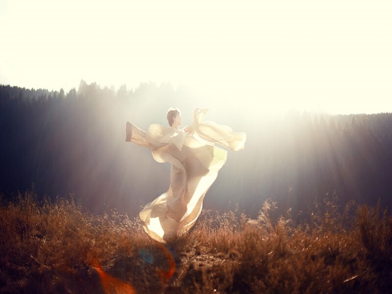 Person in Flowing Dress — White