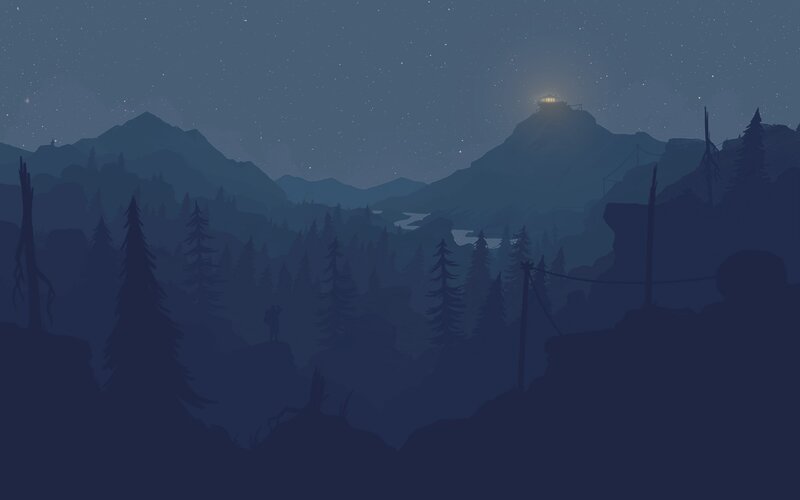 Person in Forest at Night — Blue
