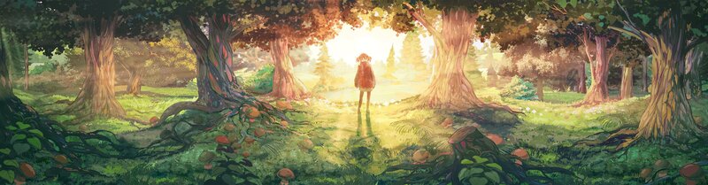 Person in Forest Clearing — Green, Serene